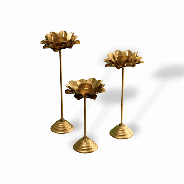 Handicraft Metal Tealight - T-Light Candle Holder Candle Stand - Home Decor Festive - Decor Diwali Diya Stand Home, Office Decoration, Gift Item - Set of 3