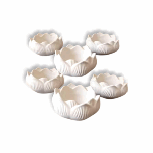 Decorative Handcrafted White Lotus Tealight Holder Best For Home Decor - Garden Decor - Candle Stand For Living Room - Office Table Showcase - Diwali Decoration