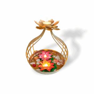 Urli Bowl For Floating Flowers And Tea-Light Candles - Tea-Light Candles Home, Office And Table Decor - Perfect for Floating Flowers Pooja Kalash Lota Pot for Poojan Worship - Diwali, Festive, Wedding Decoration
