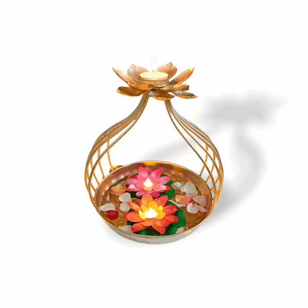Urli Bowl For Floating Flowers And Tea-Light Candles - Tea-Light Candles Home, Office And Table Decor - Perfect for Floating Flowers Pooja Kalash Lota Pot for Poojan Worship - Diwali, Festive, Wedding Decoration
