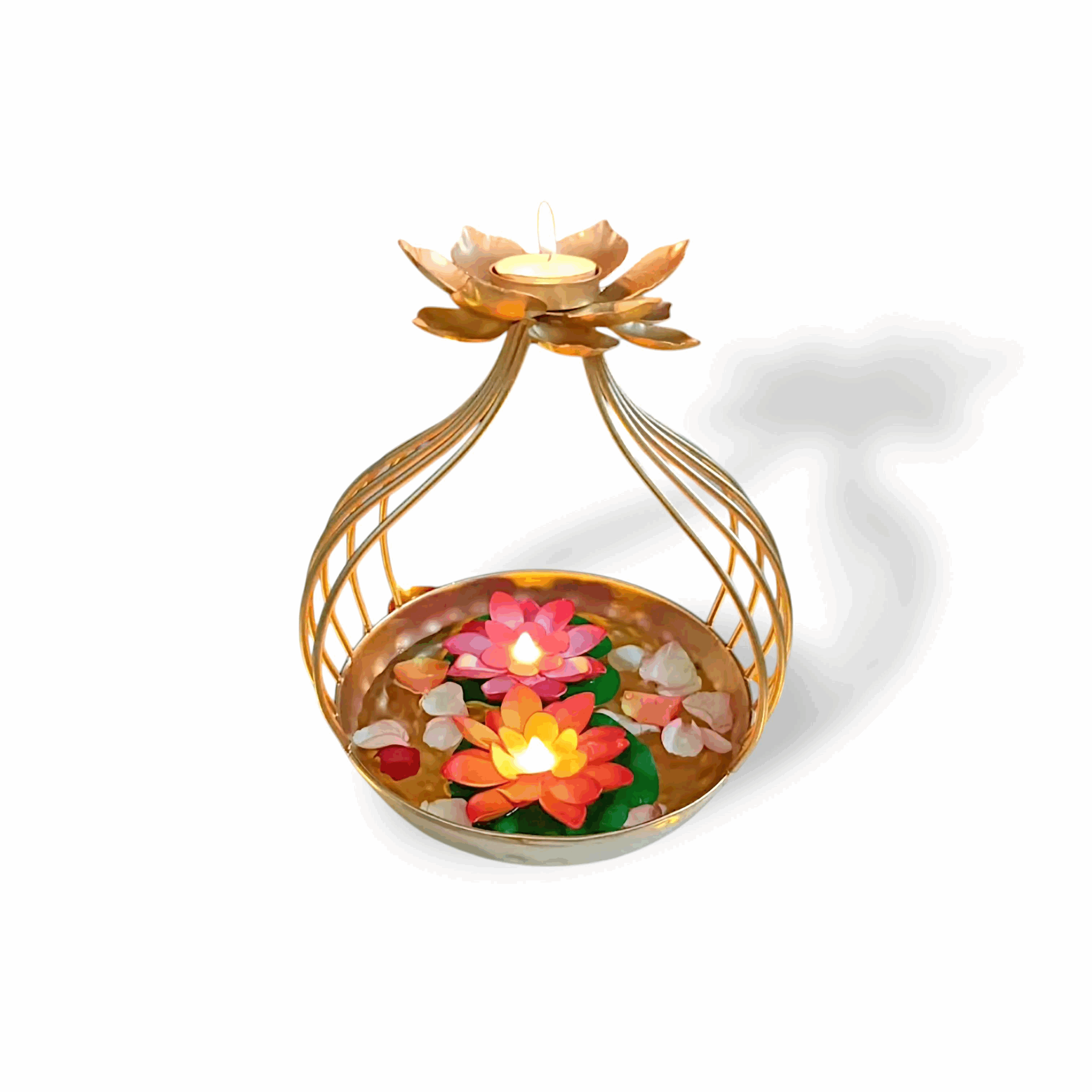 Urli Bowl For Floating Flowers And Tea-Light Candles - Tea-Light Candles Home, Office And Table Decor - Perfect for Floating Flowers Pooja Kalash Lota Pot for Poojan Worship - Diwali, Festive, Wedding Decoration