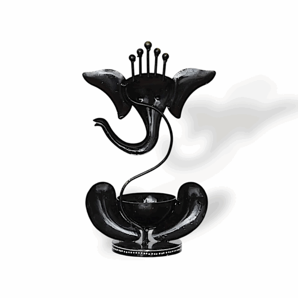 Iron Metal Lord Ganesha Tealight Candle Holder - Handicraft and Hand Painted Showpiece Stand for Home, Living Room, Pooja Room, Dewali Decoration - Image 2