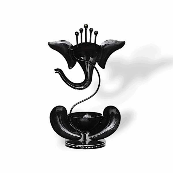 Iron Metal Lord Ganesha Tealight Candle Holder - Handicraft and Hand Painted Showpiece Stand for Home, Living Room, Pooja Room, Dewali Decoration - Image 2
