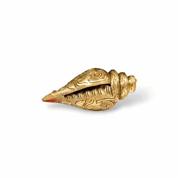 Brass Shankh for Pooja - Handcrafted Decorative Brass Conch Shell - for Home Temple, Aarti & Spiritual Decor - Traditional Puja Item - Image 4