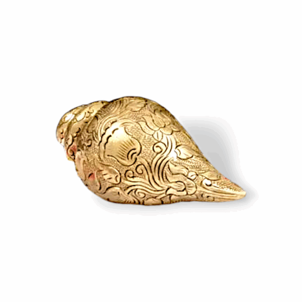 Brass Shankh for Pooja - Handcrafted Decorative Brass Conch Shell - for Home Temple, Aarti & Spiritual Decor - Traditional Puja Item - Image 3