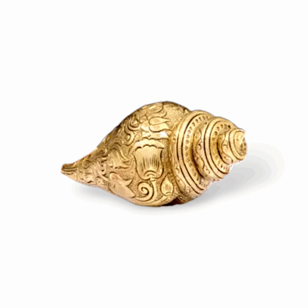 Brass Shankh for Pooja - Handcrafted Decorative Brass Conch Shell - for Home Temple, Aarti & Spiritual Decor - Traditional Puja Item - Image 2