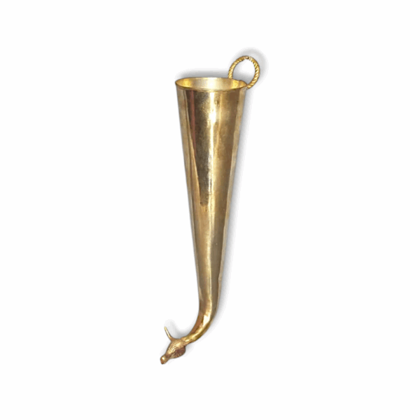 Pure Brass Shirangi for Shiv - Shiva Pooja Religious Item - Golden Finish Cow Face Antique Big Shirangi for Lord Shiva Worship, Jal-Abhishek