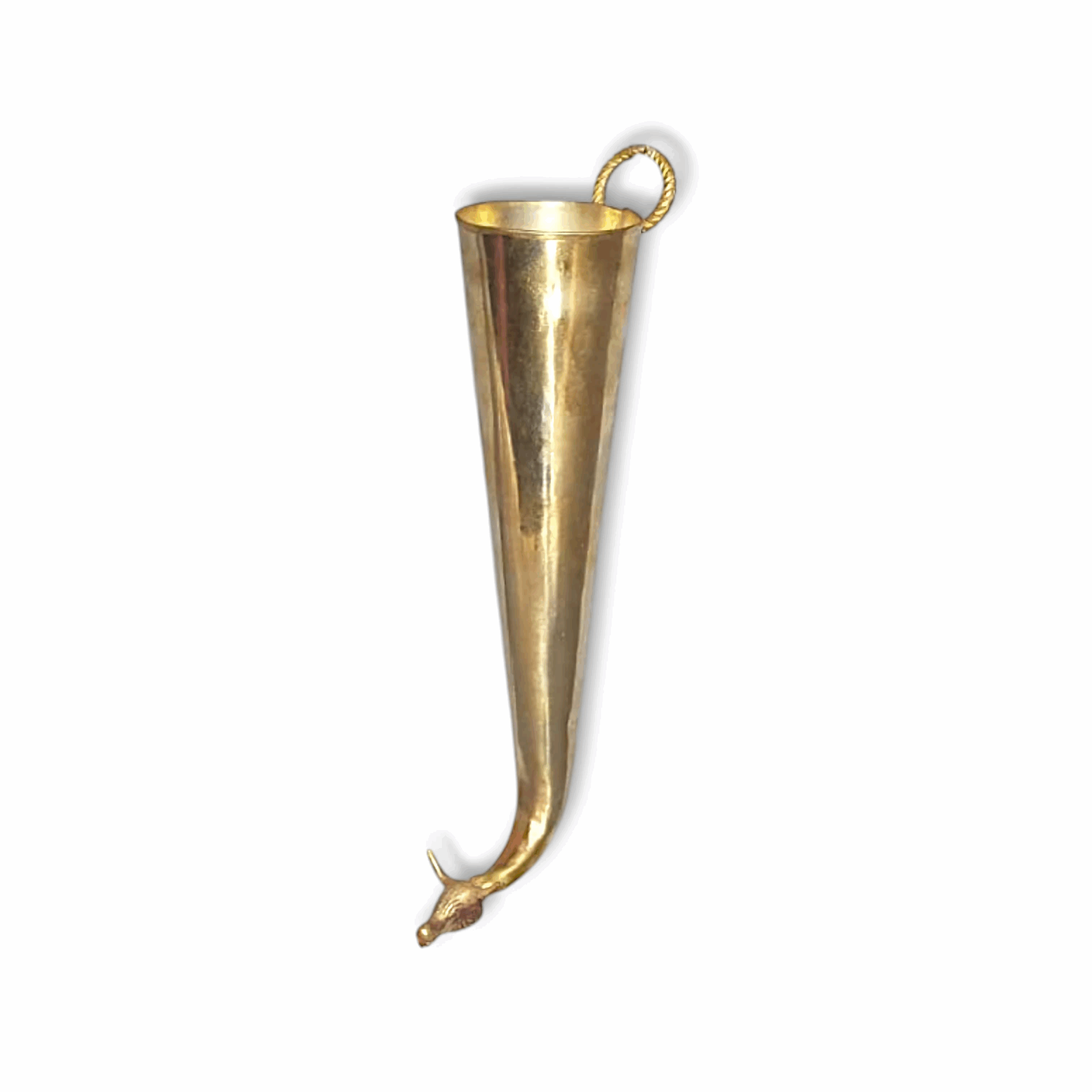 Pure Brass Shirangi for Shiv - Shiva Pooja Religious Item - Golden Finish Cow Face Antique Big Shirangi for Lord Shiva Worship, Jal-Abhishek