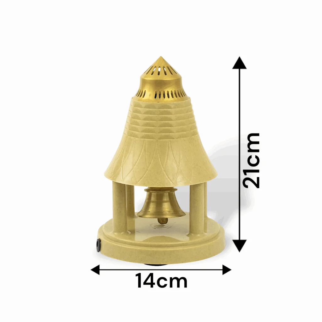 Brass Automatic Pooja Bell for Pooja - Electric Puja Ghanti- Ghanta - Brass Pooja Bell - Continuous Rhythmic Sound - Image 2