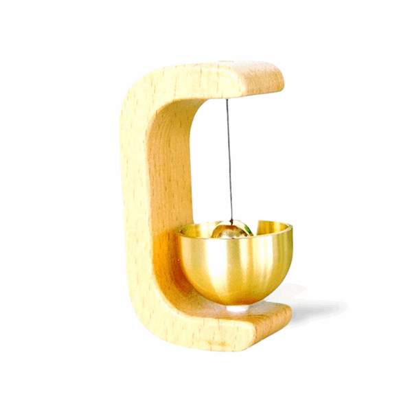 Wooden Door Bell with Brass Chime - Wooden Door Bell Wind Chime Ornament Hanging Bell - Wooden Entry Bell for Home, Cafe, and Meditation Room - Image 2