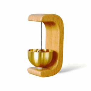 Wooden Door Bell with Brass Chime - Wooden Door Bell Wind Chime Ornament Hanging Bell - Wooden Entry Bell for Home, Cafe, and Meditation Room