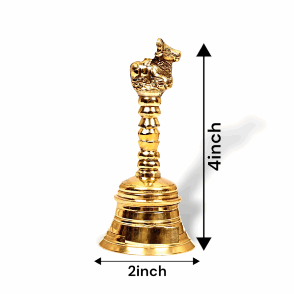 Brass Pooja Bell Ghanti - Brass Bell Nandi-4" - Brass Pooja Bell, Hindu, Pooja Ghanti Bell - Image 3