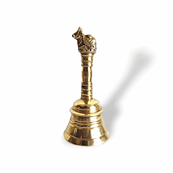 Brass Pooja Bell Ghanti - Brass Bell Nandi-4" - Brass Pooja Bell, Hindu, Pooja Ghanti Bell - Image 2