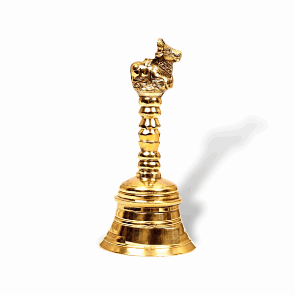 Brass Pooja Bell Ghanti - Brass Bell Nandi-4" - Brass Pooja Bell, Hindu, Pooja Ghanti Bell
