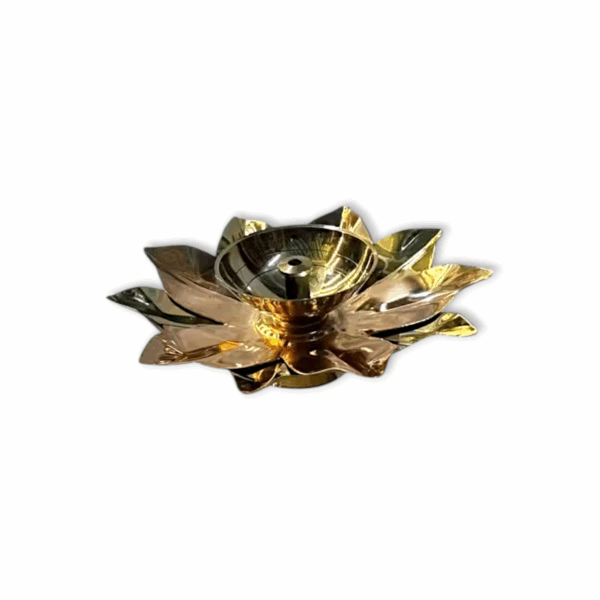 Beautifully Handcrafted Brass Diya -  Brass With Copper Lotus Diya - Diya For Diwali, Puja And Decoratives . - Image 2