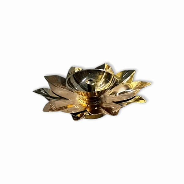 Beautifully Handcrafted Brass Diya -  Brass With Copper Lotus Diya - Diya For Diwali, Puja And Decoratives . - Image 2