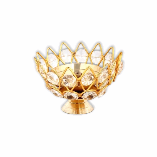 Round Shape Kamal Deep - Brass Oil  Diya Lamp For Diwali Puja, Home Decor, Temple, Aarti Pooja And Festive Celebrations.