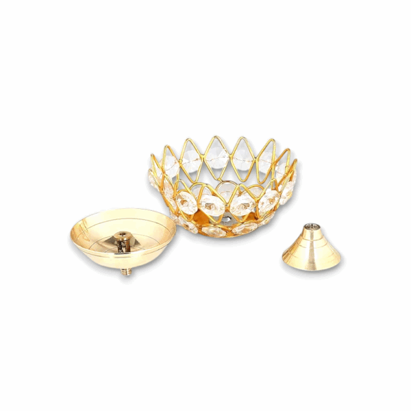 Round Shape Kamal Deep - Brass Oil  Diya Lamp For Diwali Puja, Home Decor, Temple, Aarti Pooja And Festive Celebrations. - Image 2
