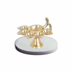 Five Face Diya - Oil Lamp Panch Aarti For Navratra -Brass Diya Stand For Temple ,Pooja Gifts And Decor - Akhand Diya for Puja
