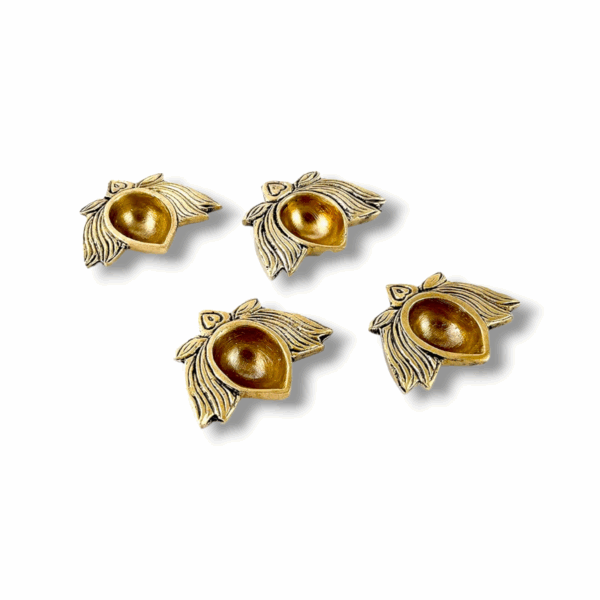 Pure Brass Kamal Diya - Lotus Brass Diyas Oil Lamp Pooja & Diwali Gifts - Set Of 4