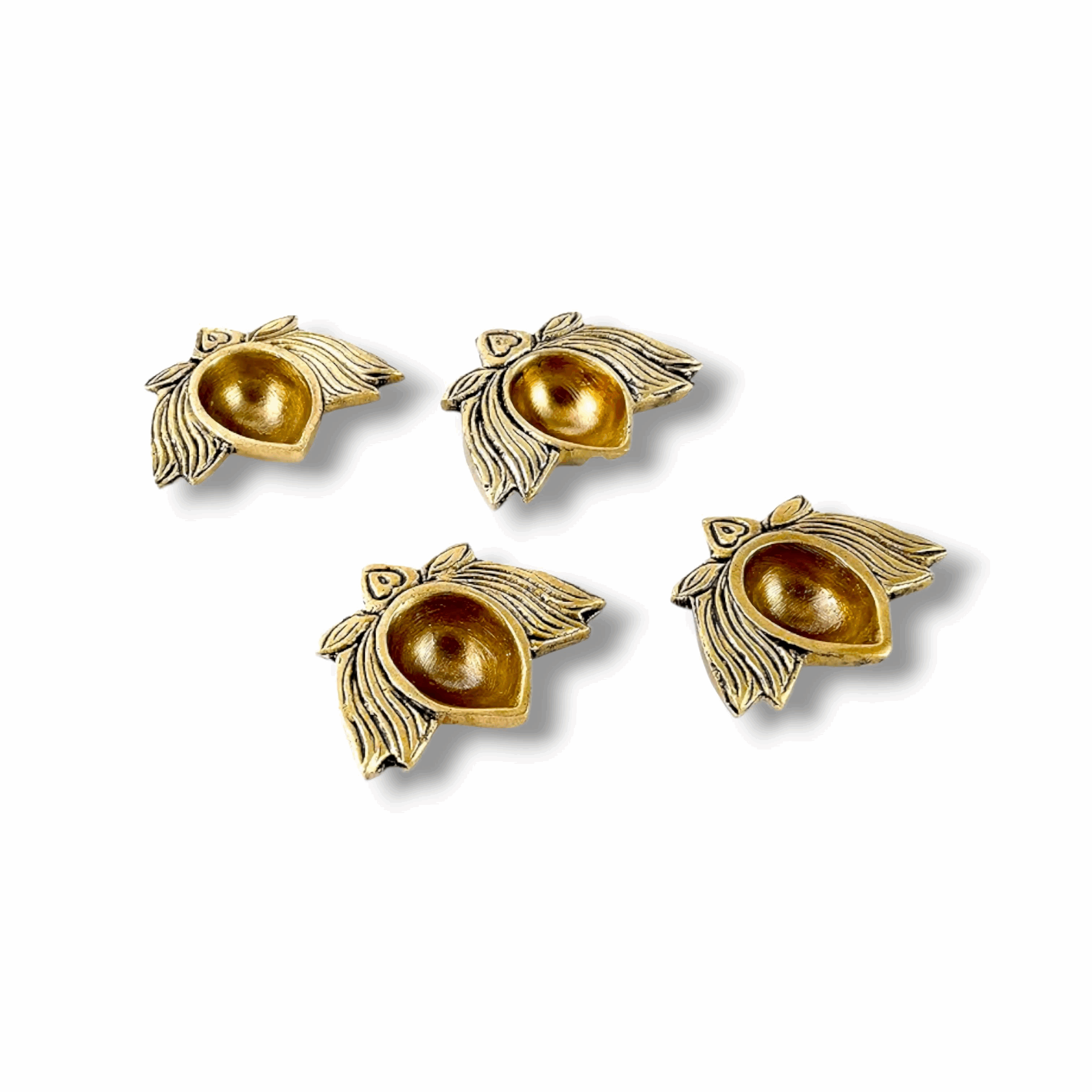 Pure Brass Kamal Diya - Lotus Brass Diyas Oil Lamp Pooja & Diwali Gifts - Set Of 4