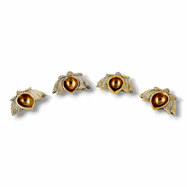 Pure Brass Kamal Diya - Lotus Brass Diyas Oil Lamp Pooja & Diwali Gifts - Set Of 4 - Image 2
