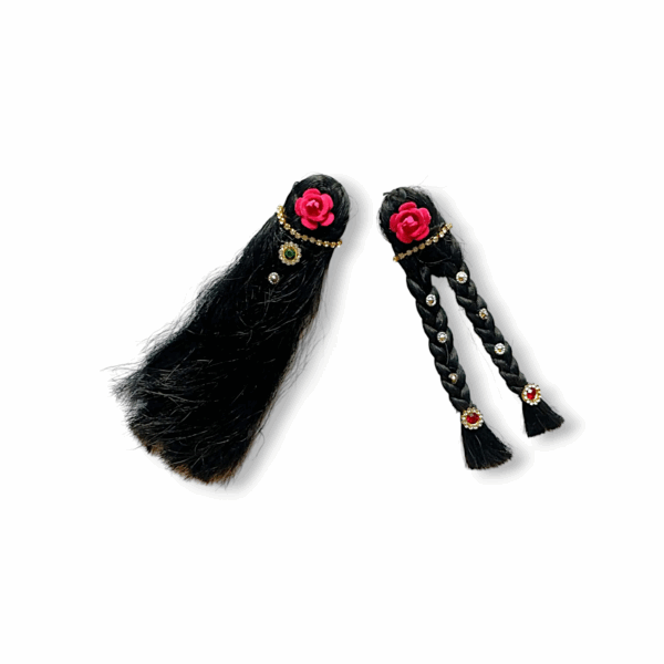 0-2 no. Radha Krishna Hair - Orignal Shinning Jugal Jodi Baal - Durga Maa, All Devi 5 Inch - Image 2