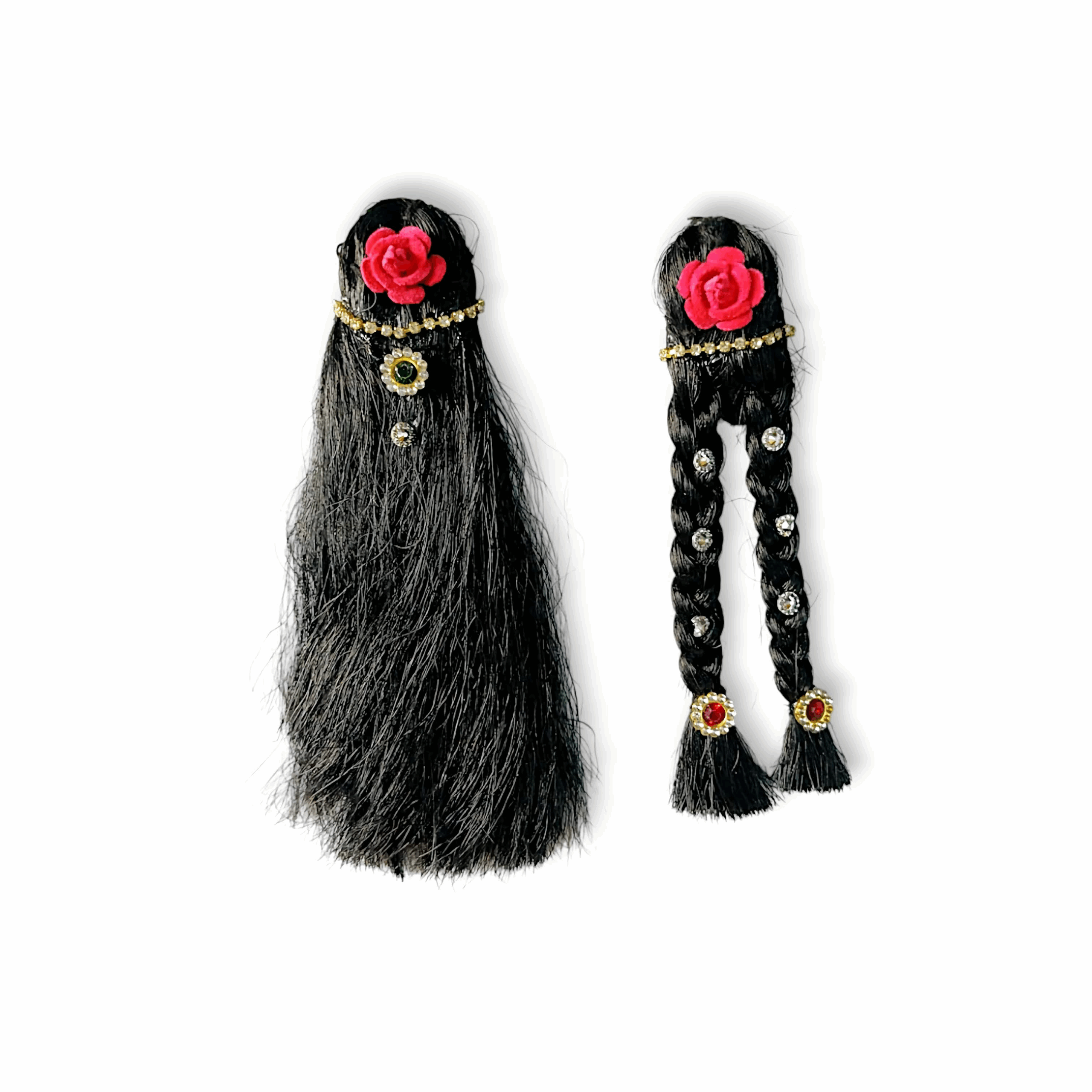 0-2 no. Radha Krishna Hair - Orignal Shinning Jugal Jodi Baal - Durga Maa, All Devi 5 Inch