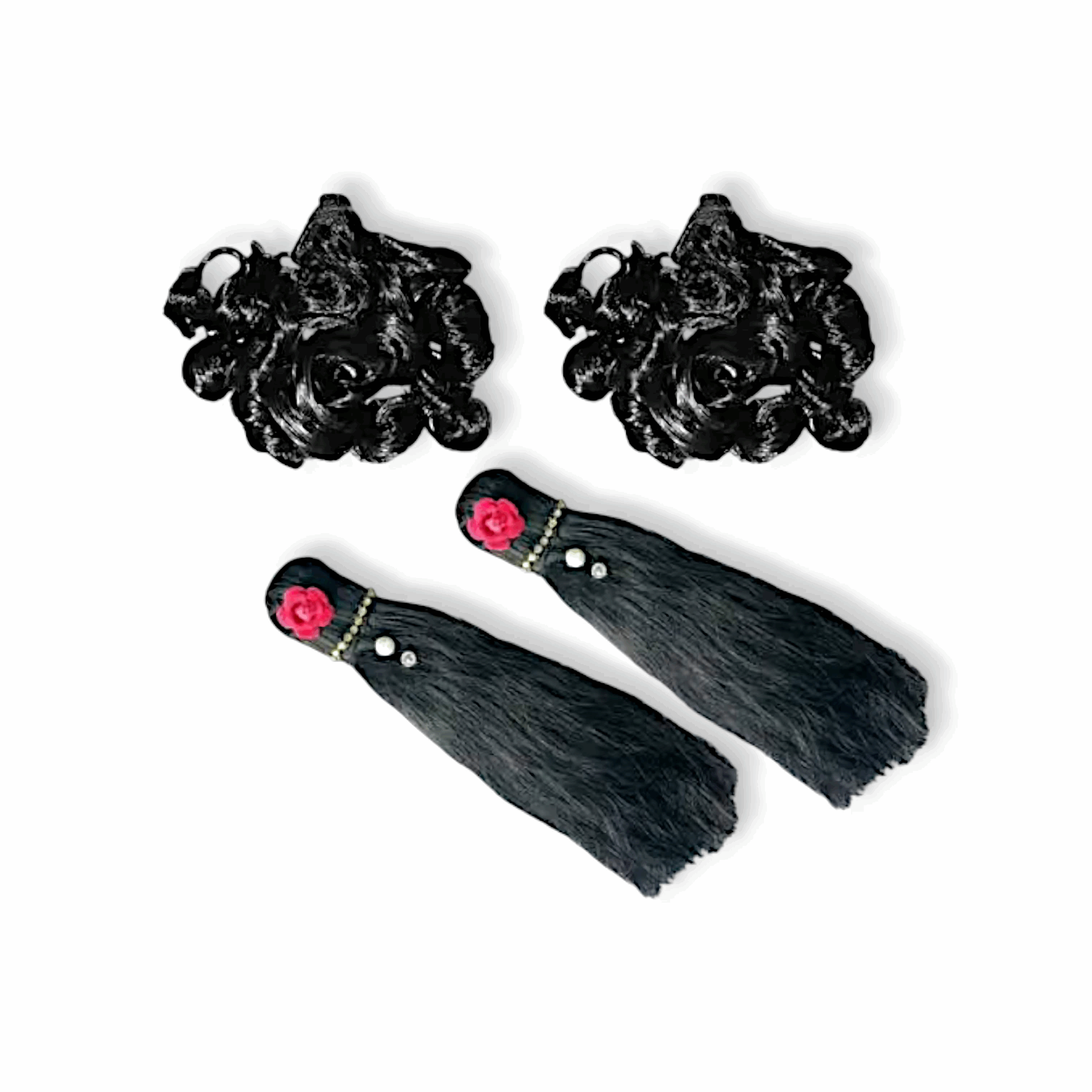 0-2 no, Laddu Gopal and Radha Rani Hair - Set of 4 Hair 2 Curly Hair 2 Radha Ji Hair - Sringar Set for Laddu Gopal & Radha Rani