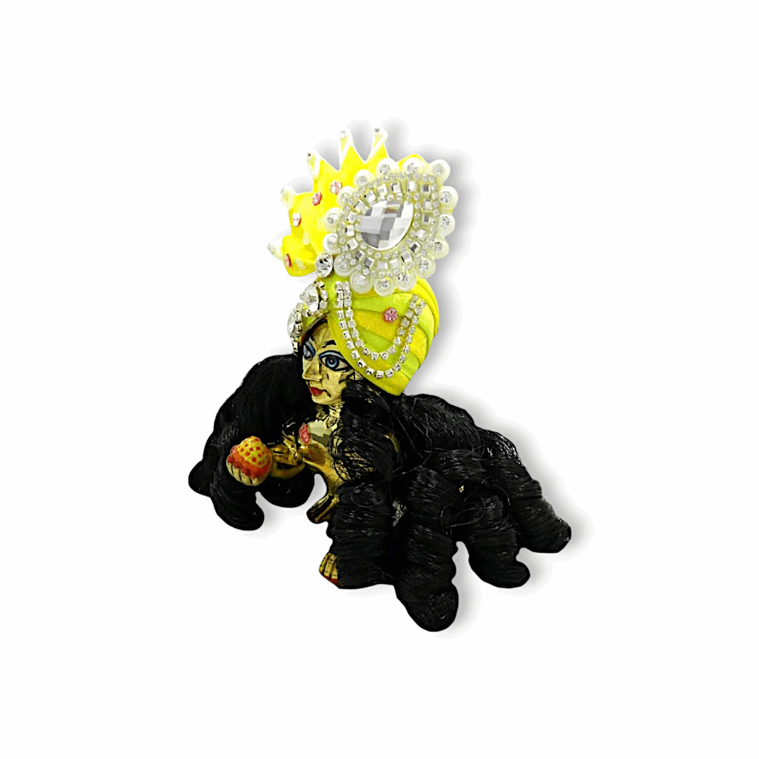 0-1 no. Laddu Gopal Ji Curly Hair - Curly Hair Sringer for Laddu Gopal - Radha Krishna Brass or Marble Idol According to Their Size