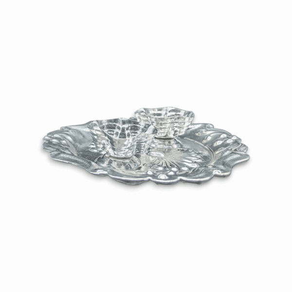 Silver Plated Haldi & Kumkum Holders with Decorative Tray - Haldi and Kumkum Holder Trey - Haldi and Kumkum Holder Made By German Silver Plating - Image 2
