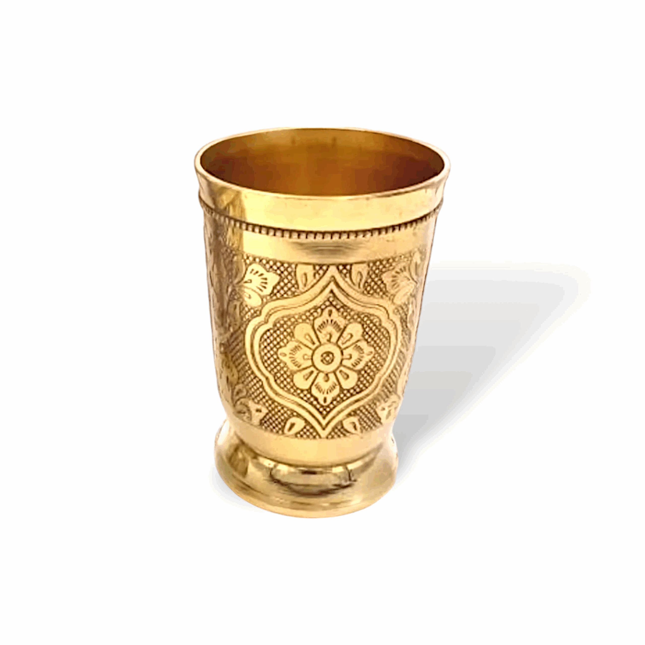 Pure Brass Glass - Brass Utensils - Pure Brass Pital Ke Bartan - Pure Brass Pital Ke Bartan - Unique Design Pital Glass with Ayurvedic Health Benefits - Perfect for Puja, Health & Everyday Use
