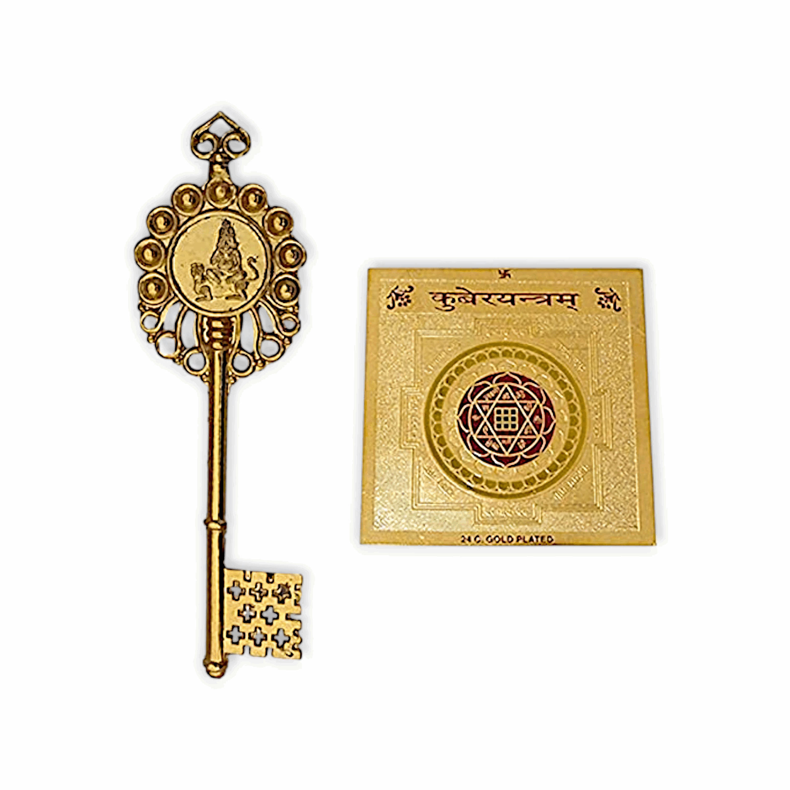 Kuber Yantra and Kuber Kunji Key - Kuber Yantra and Kuber Kunji Key Combo - Kuber Kunji and Kuber Yantra For Wealth and Financial Gain