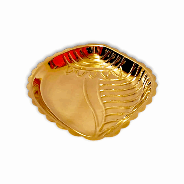Shankh Shape Engraved Plate - Aarti Plate for Pooja/Bhog/Diwali - Brass thali For Home Decoration And Worship - Image 2