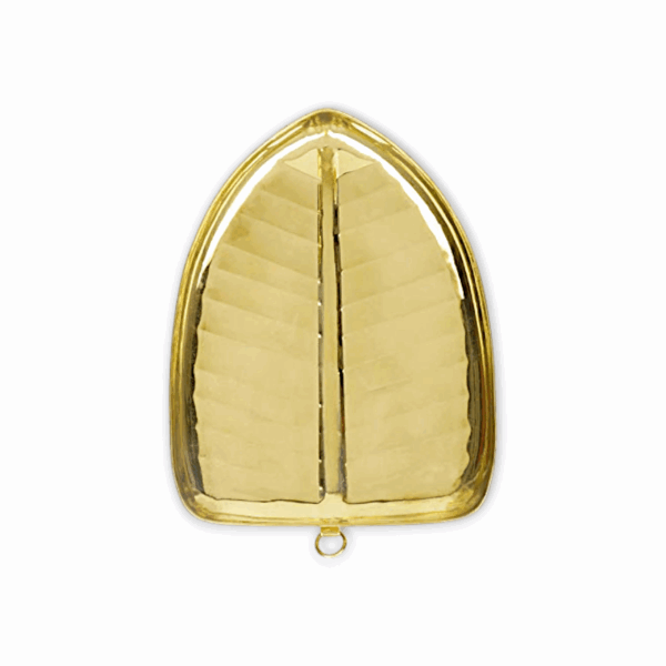 Handcrafted Brass Banana Leaf Thali - Traditional Brass Banana Leaf Thali - Golden Colour Banana Leaf Thali