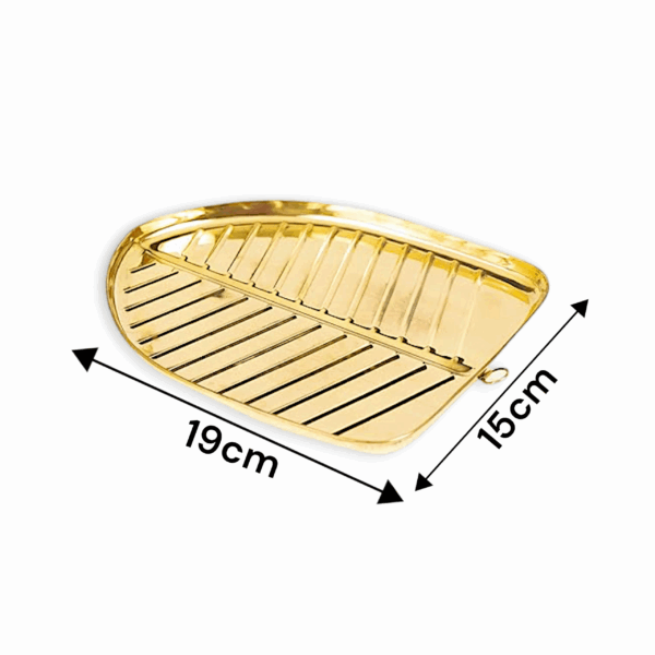 Handcrafted Brass Banana Leaf Thali - Traditional Brass Banana Leaf Thali - Golden Colour Banana Leaf Thali - Image 2