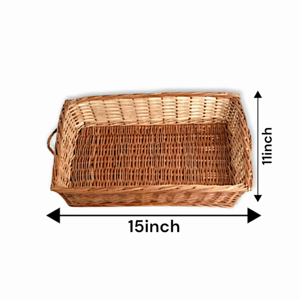 Natural Finish Bamboo Cane - Cane Basket - Bamboo Basket - Fruit Basket - Flower Basket - Multi-Purpose Basket - Brown Colour Rectangular Basket - Image 5