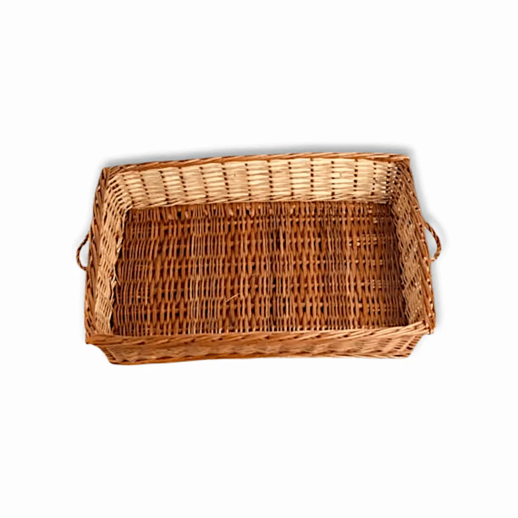 Natural Finish Bamboo Cane - Cane Basket - Bamboo Basket - Fruit Basket - Flower Basket - Multi-Purpose Basket - Brown Colour Rectangular Basket - Image 2
