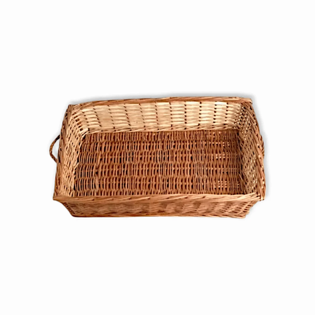 Natural Finish Bamboo Cane - Cane Basket - Bamboo Basket - Fruit Basket - Flower Basket - Multi-Purpose Basket - Brown Colour Rectangular Basket