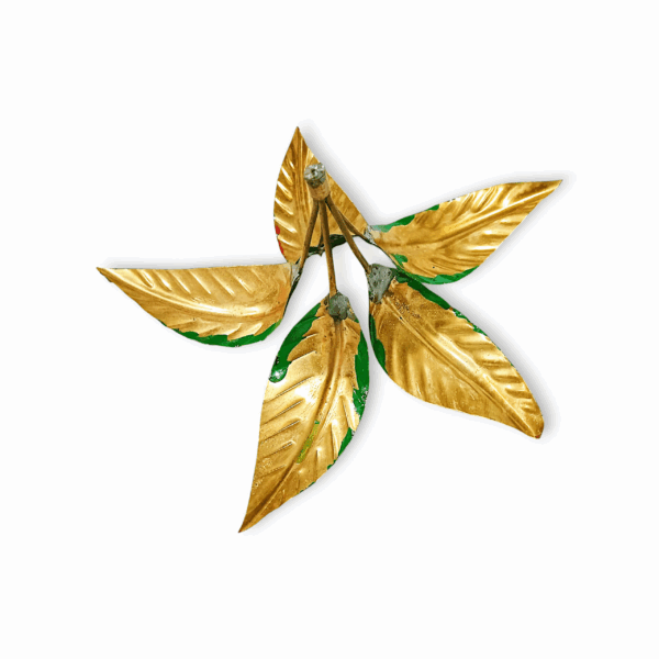Handcrafted Brass Mango Leaf Handle - Aam Patta - Artificial Mango Leaf Handle - Decorative Brass Leafs - Green Colour Mango Leafs - for Rituals & Festivals - Image 3