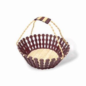 Wooden Basket with Handle - Wooden Basket Tokri Round Shape Fruit - Fruit and Vegetable Storage Tokri for Kitchen, Home and Table Top