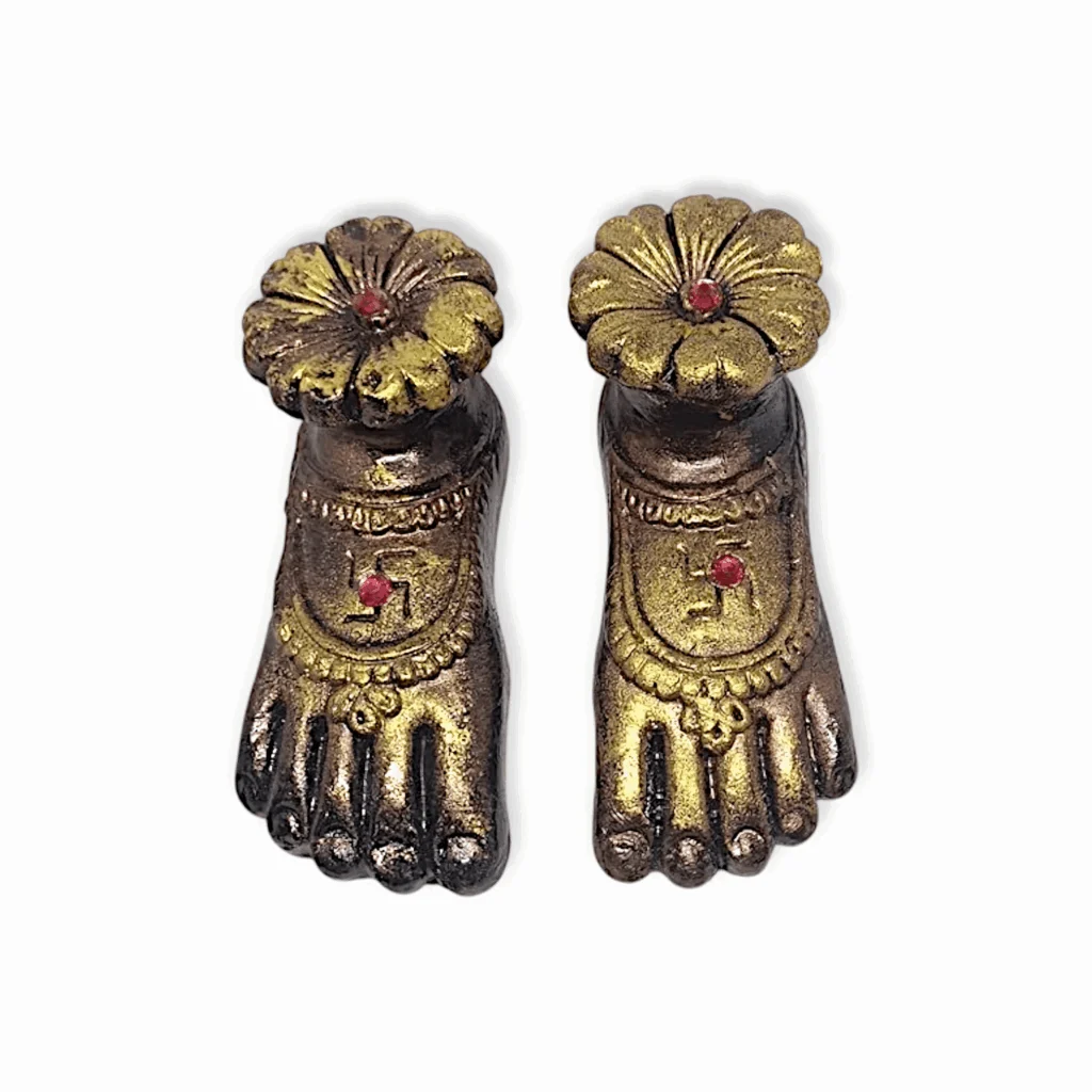 Terracotta Antique Finish Maa Lakshmi Charan - Maa Lakshmi Mitti Charan - Maa Lakshmi Feet for Pooja Room - Devi Charan for Diwali puja - Image 2