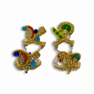 Laddu Gopal Fancy Mukut - Set Of 2 - Janmashtami Special Chura For Krishna - Multicolour Mukut - Mukut For All Goddess