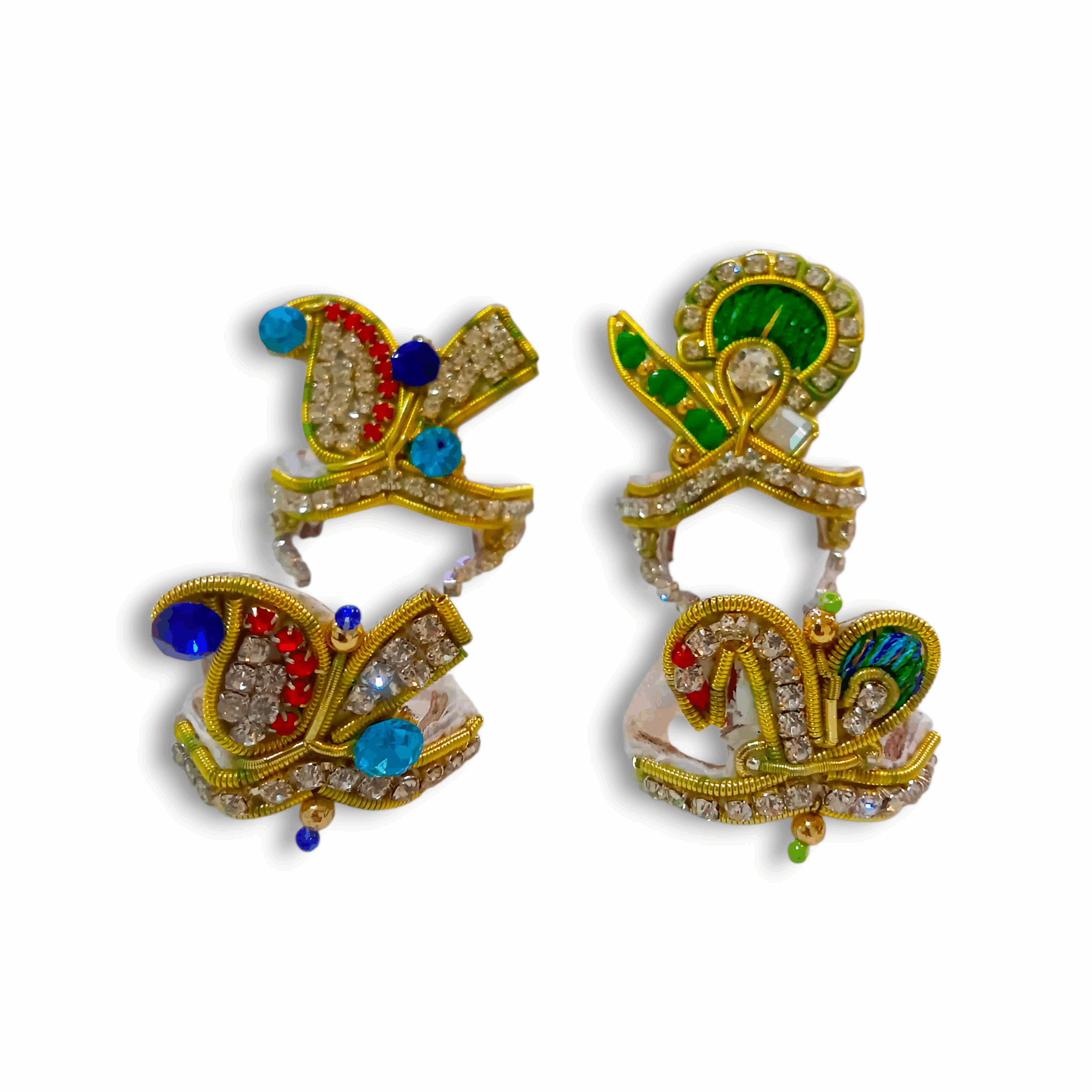 Laddu Gopal Fancy Mukut - Set Of 2 - Janmashtami Special Chura For Krishna - Multicolour Mukut - Mukut For All Goddess