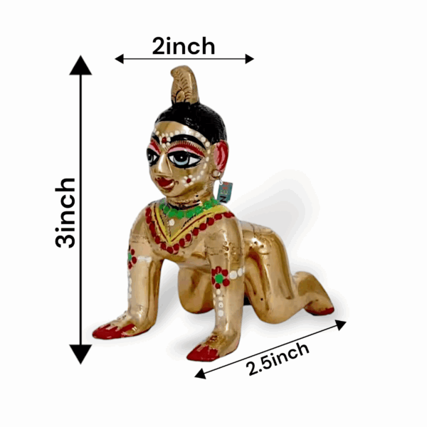 Brass Radha Rani Idol - Krishan Priya Shree Radha Rani ji Brass Statue - Brass Shri Laddu Radha Murti Idol - Hand Painted Radha Rani Idol for Pooja - Image 3