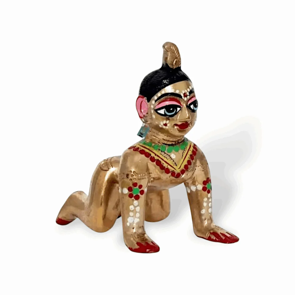 Brass Radha Rani Idol - Krishan Priya Shree Radha Rani ji Brass Statue - Brass Shri Laddu Radha Murti Idol - Hand Painted Radha Rani Idol for Pooja