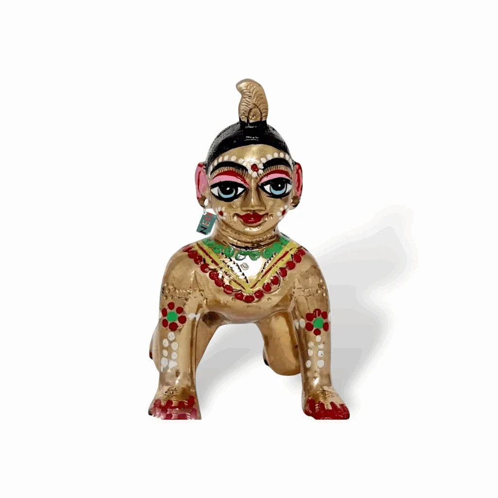 Brass Radha Rani Idol - Krishan Priya Shree Radha Rani ji Brass Statue - Brass Shri Laddu Radha Murti Idol - Hand Painted Radha Rani Idol for Pooja - Image 2