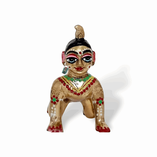 Brass Radha Rani Idol - Krishan Priya Shree Radha Rani ji Brass Statue - Brass Shri Laddu Radha Murti Idol - Hand Painted Radha Rani Idol for Pooja - Image 2