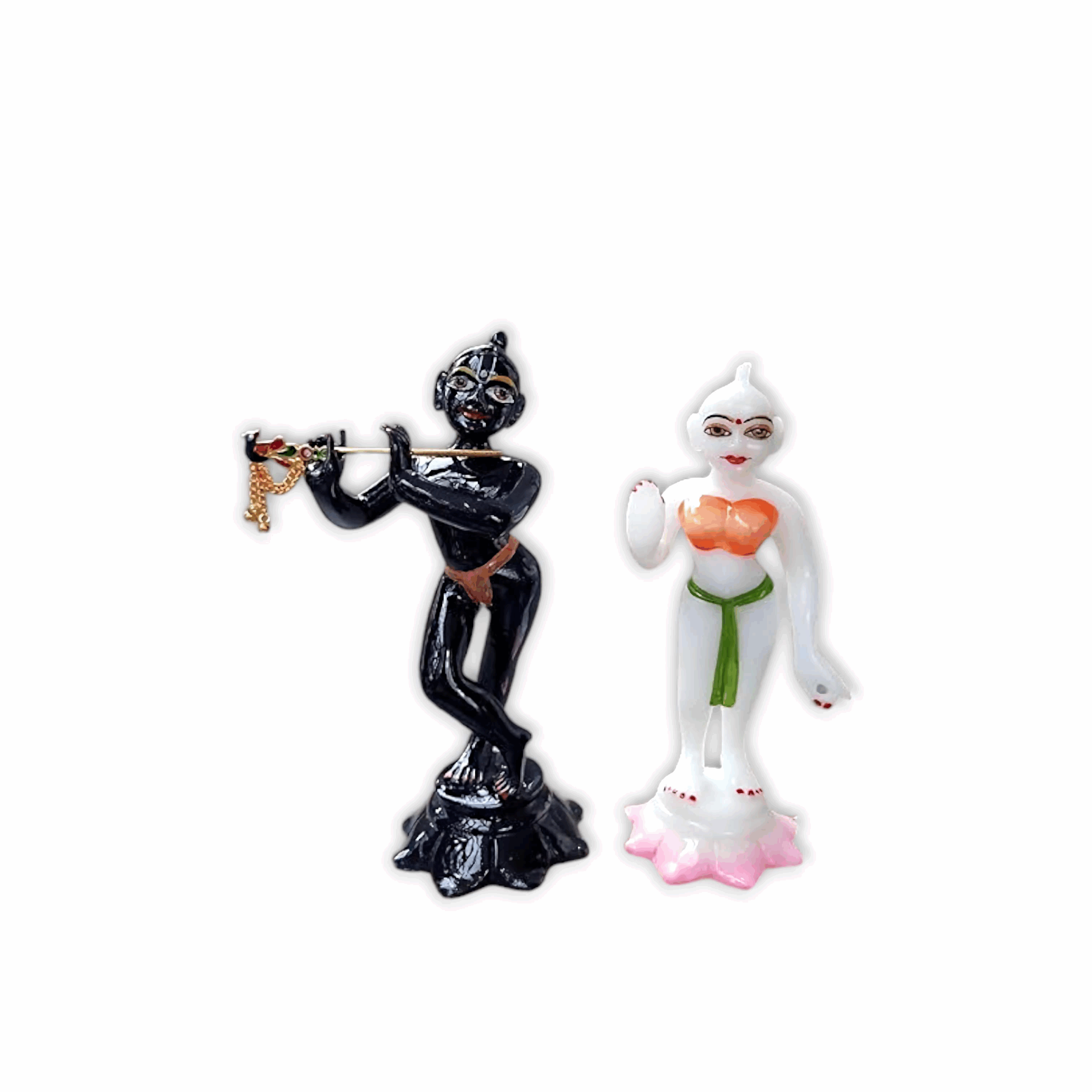 Radha Krishna Idol for Temples - White Radha, Black Krishna Marble Dust Iskcon -  Divine Radha Krishna Murti for  Decor and Wedding Gifts