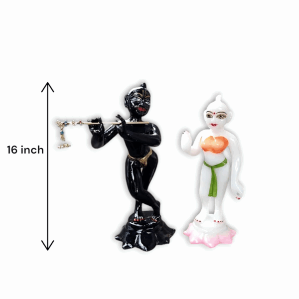 Radha Krishna Idol for Temples - White Radha, Black Krishna Marble Dust Iskcon -  Divine Radha Krishna Murti for  Decor and Wedding Gifts - Image 3
